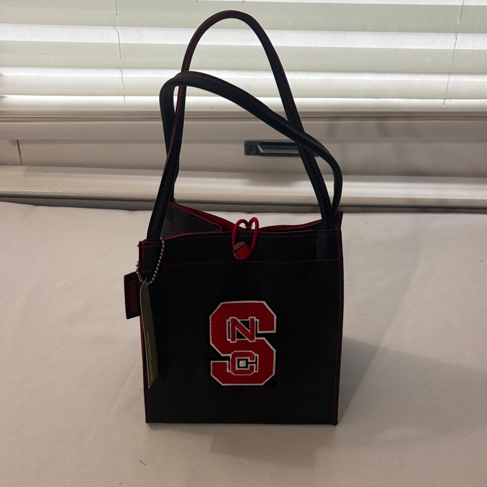 NC State Black and Red Tote with Collegiate Logo by Alan Stuart